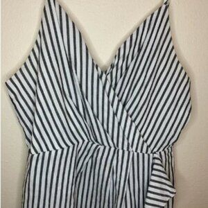 Sienna Sky Navy White Striped Wrap Mini Dress Size L